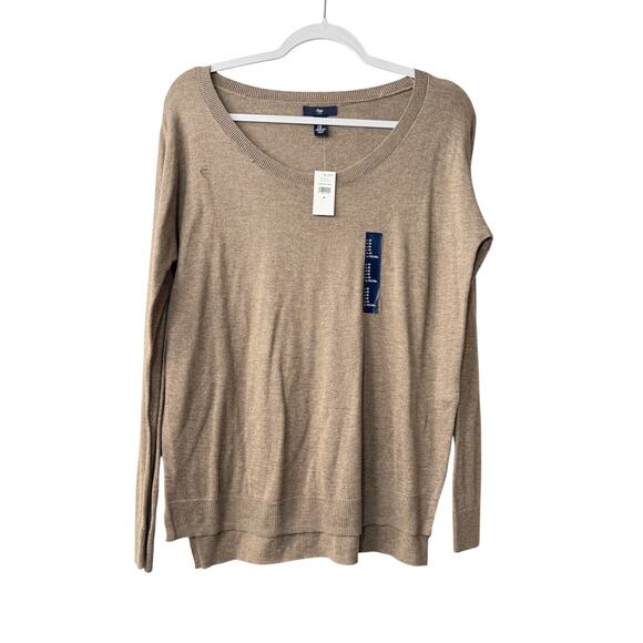 Gap Mens M Cotton Blend Pullover Solid Beige Round Neck Sweater New with Tags - Picture 1 of 6